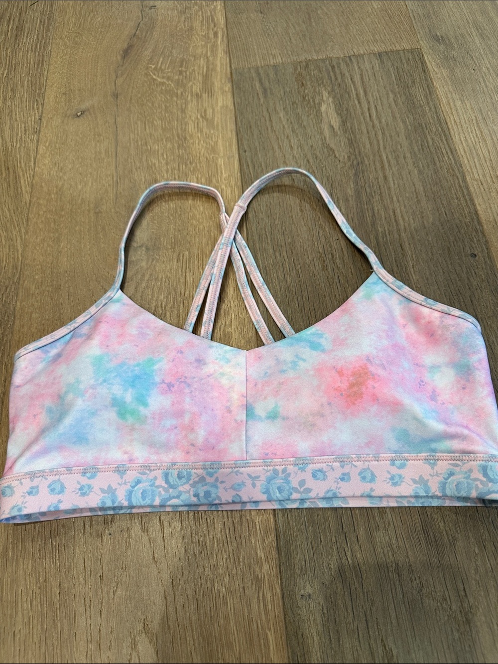 LoveShackFancy Pastel Tie-Dye Strappy Bralette in Pink & Blue